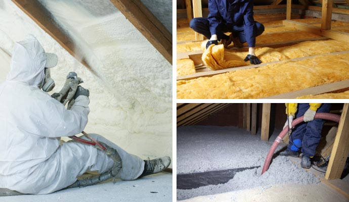 Roofing insulation services Collage of different types of roofing insulation