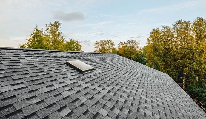 Modern onyx black shingle roof Newly renovated roof with onyx black shingles