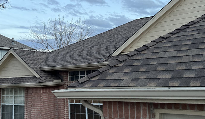 A close-up of a residential roof